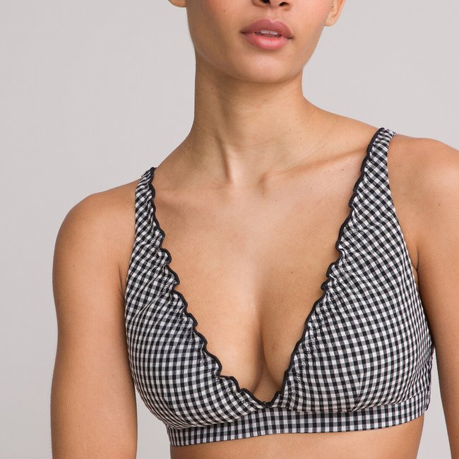 Foulard Bikini Bh Seersucker Vichy Zwart Wit La Redoute Collections