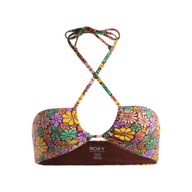 Haut De Maillot De Bain Bikini Bandeau All About Sol Marron Root Beer All About Sol Mini Roxy