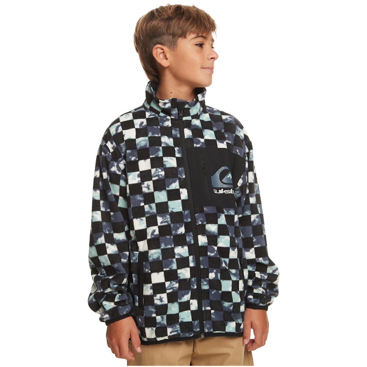 Recycled Printed Track Top with High Neck