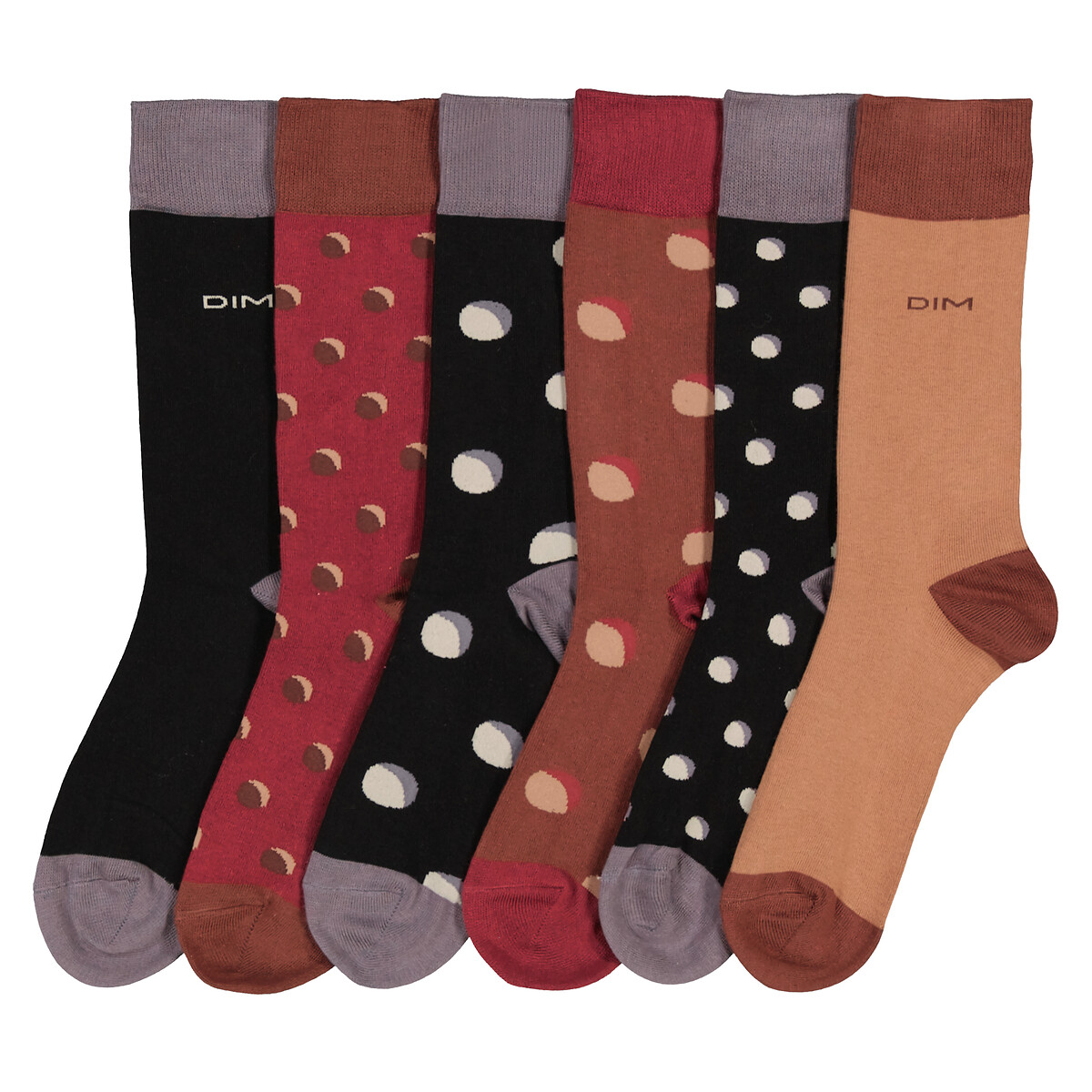 Lot de 6 paires de mi chaussettes imprimées Dim La Redoute