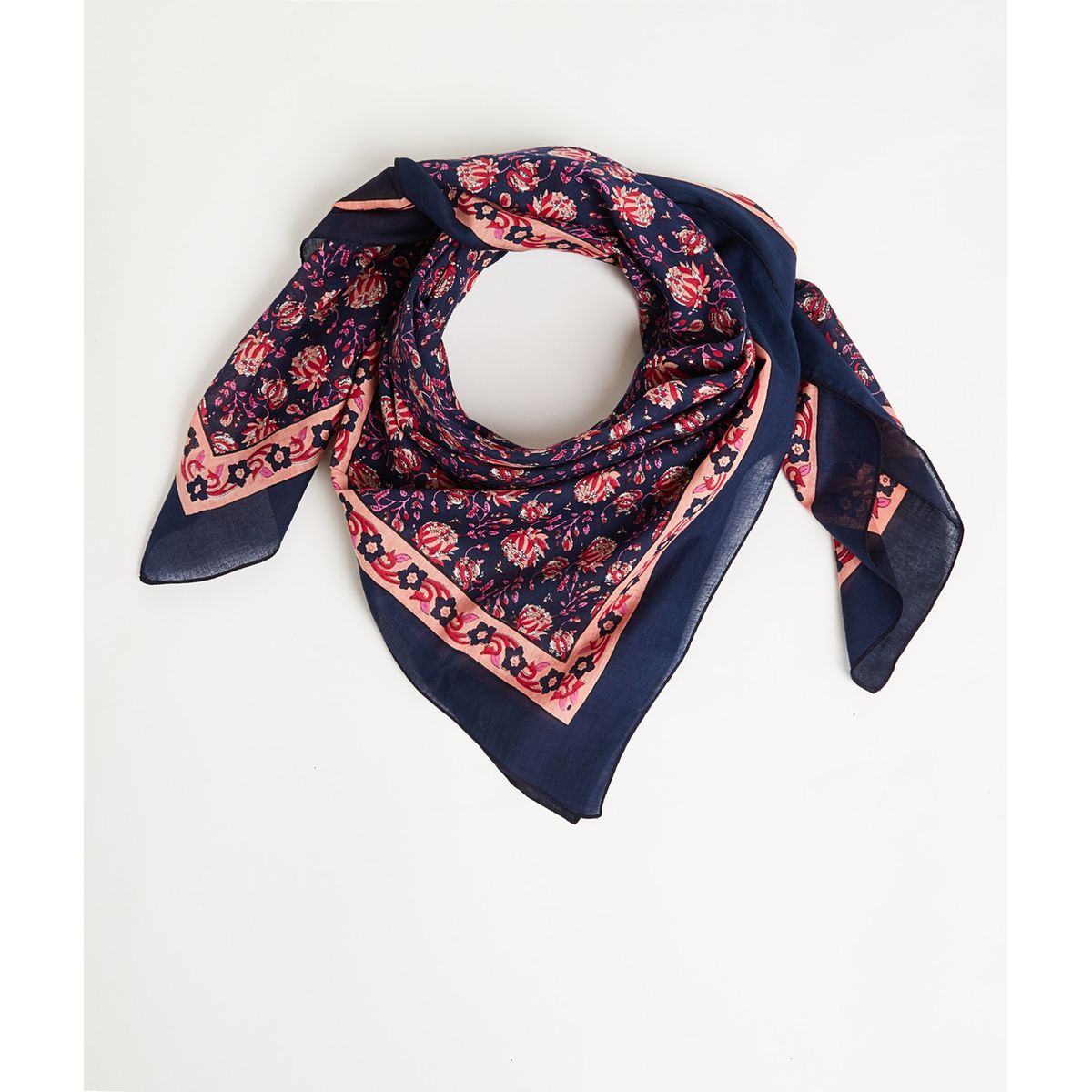 Foulard carré imprimé bleu marine Grain De Malice La Redoute