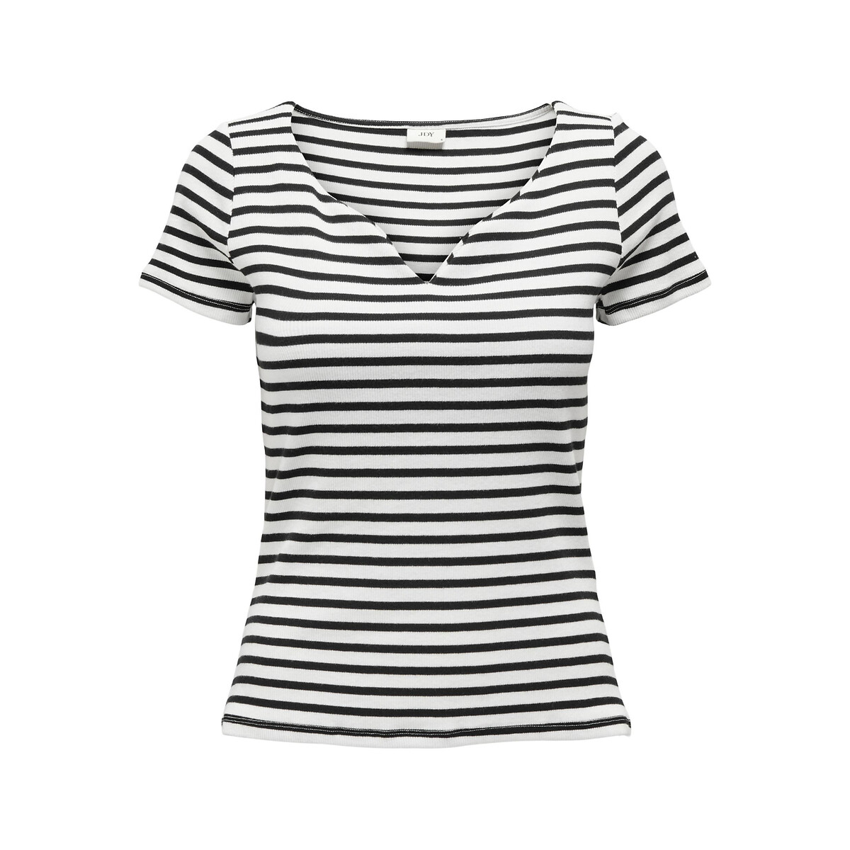 Striped Cotton V-Neck T-Shirt