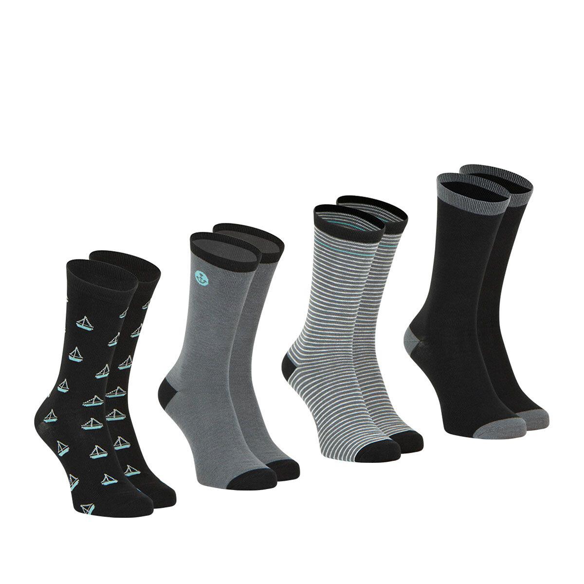 Pack of 4 Pairs of Patterned Crew Socks
