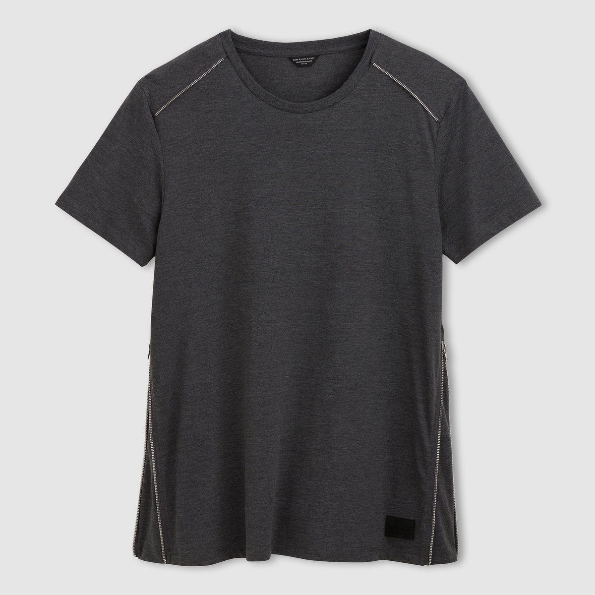 Футболка ФутболкаФутболка с молниями по бокам JACK & JONES. Футболка JACK & JONES100% хлопка. Круглый вырез. Короткие рукава. Детали на молниях по бокам.<br><br>Цвет: серый<br>Размер: XS
