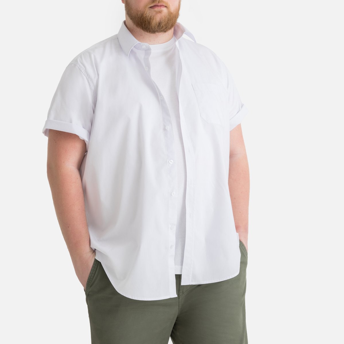 

Рубашка прямого покроя с короткими рукавами из коллекции больших размеров, Белый;черный