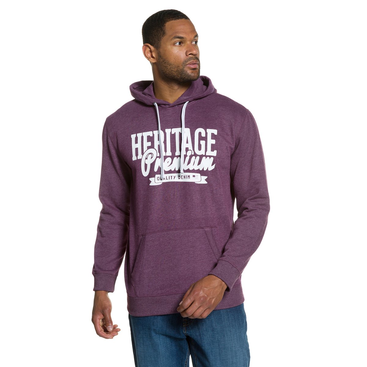 Свитшот с капюшоном Свитшот с капюшономНадпись Heritage из денима. Капюшон на завязке, карманы-кенгуру, эластичные края. Длина в зависимости от размера 72-86 см.<br><br>Цвет: бордовый<br>Размер: 5XL