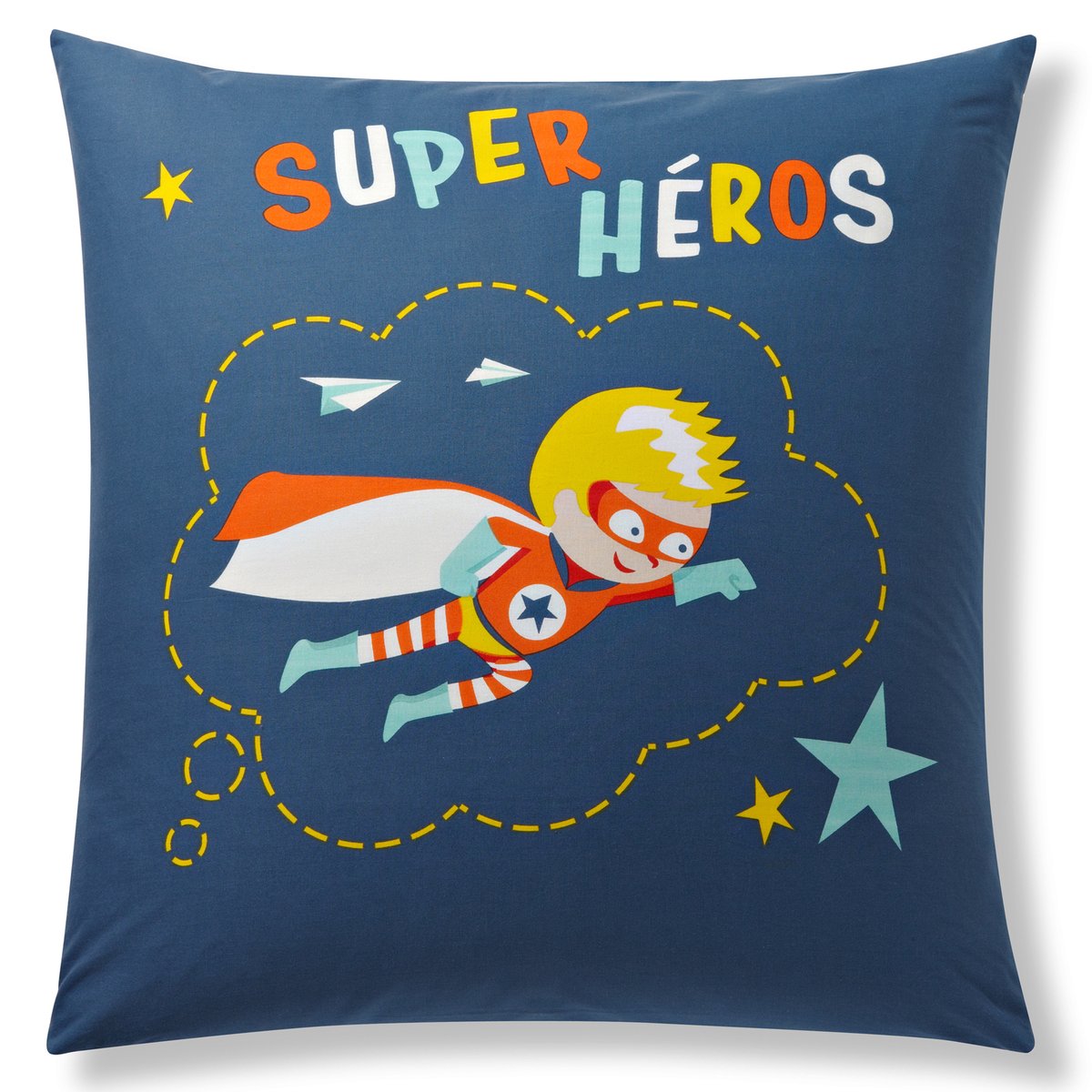 Наволочка Super H?ros Наволочка Super H?rosНаволочка Super H?ros. Графичный рисунок для снов о космических приключениях. Характеристика наволочки Super H?ros : Квадратная наволочка: изображение супергероев с одной стороны, звездный узор с другой стороны. 100% хлопка с плотным переплетением нитей (57 нитей/см?): чем больше нитей/см?, тем выше качество ткани.Стирка при 60°.Сертификат Oeko-Tex® дает гарантию того, что товары изготовлены без применения химических средств и не представляют опасности для здоровья человека.Весь комплект постельного белья Super H?ros Вы найдете на нашем сайте.Размеры для заказа: 63 x 63 см: квадратная наволочка.<br><br>Цвет: наб. рисунок синий<br>Размер: 63 x 63 см