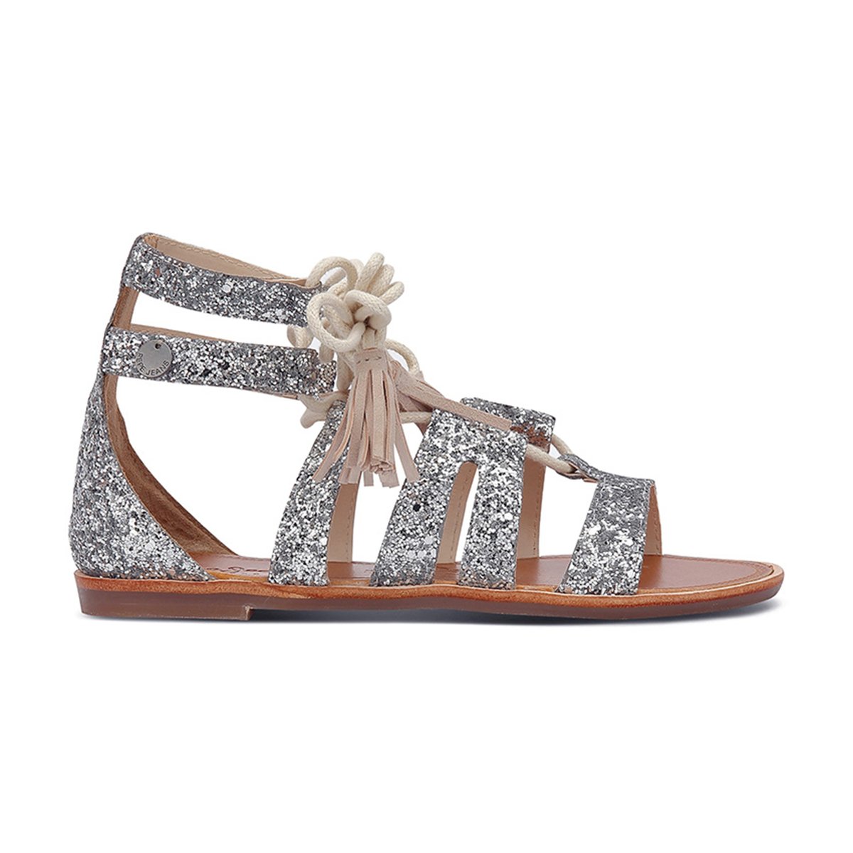 Сандалии с пайетками Arizona Lace Сандалии с пайетками Arizona LaceВерх : кожа Подкладка : кожа Стелька : кожа Подошва : каучук Застежка : шнуровка<br><br>Цвет: серебристый