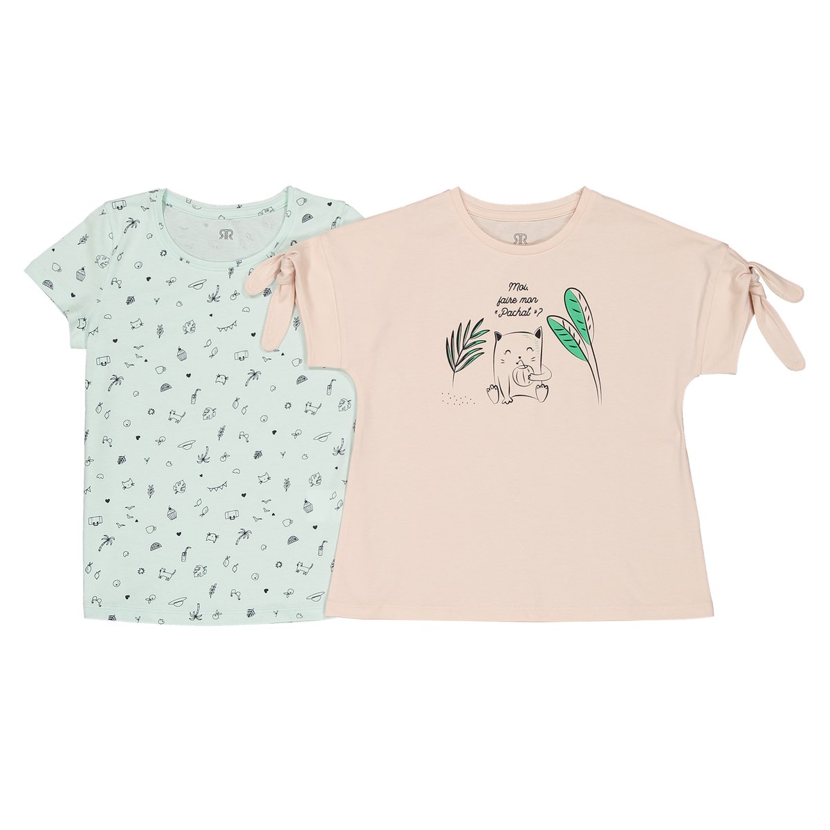 

Комплект из 2 футболок с короткими рукавами с принтом 3-12 лет, Рисунок + розовый