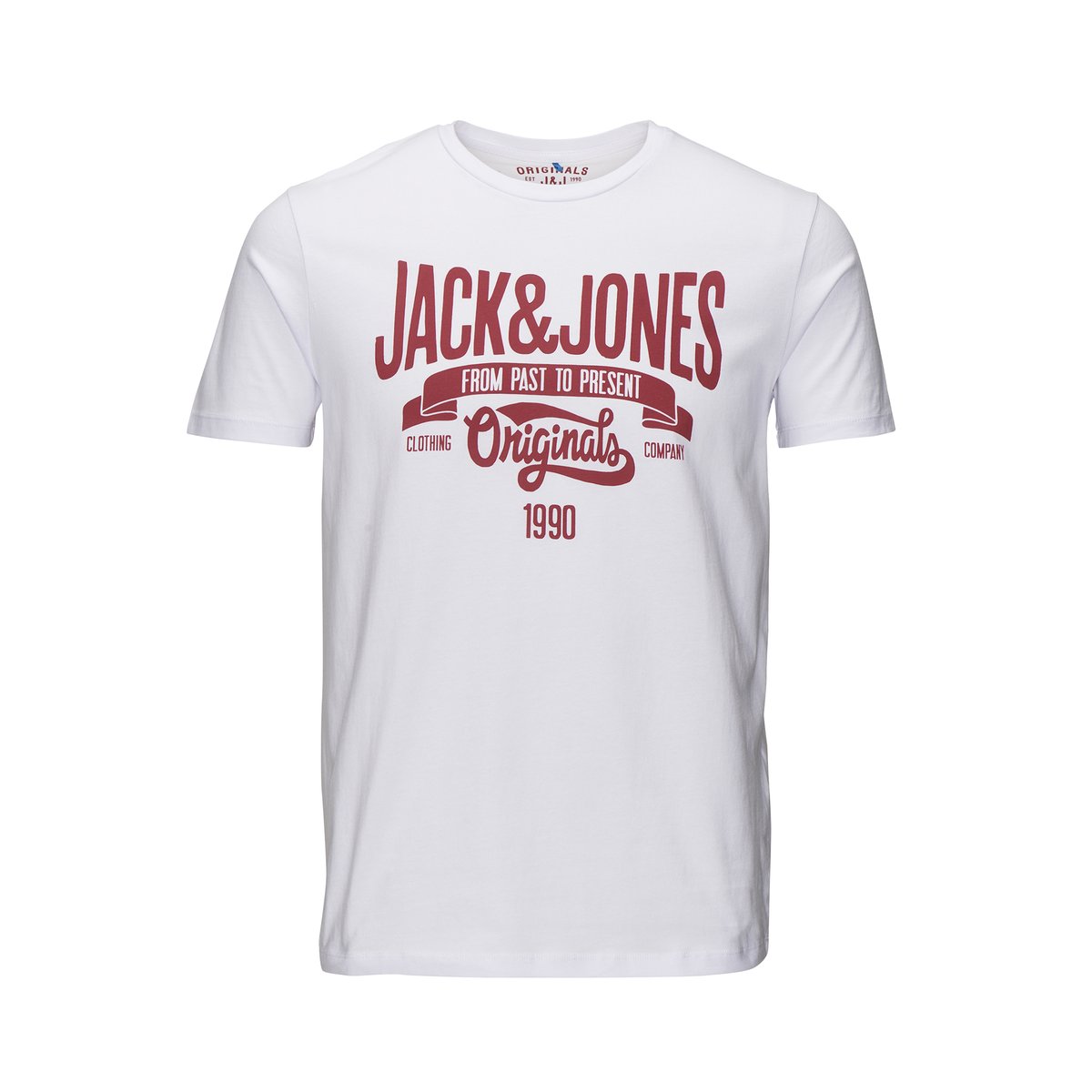 Футболка ФутболкаФутболка с короткими рукавами - JACK & JONES. Прямой покрой, круглый вырез. Прямой низ. Рисунок спереди. Состав и описаниеМатериал : 100% хлопокМарка : JACK & JONES<br><br>Цвет: белый,черный<br>Размер: L