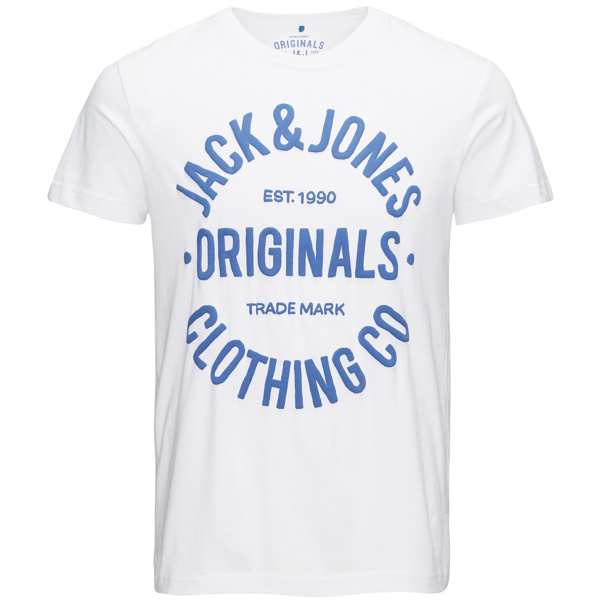Футболка, 100% хлопка Футболка, 100% хлопкаФутболка с короткими рукавами JACK & JONES. Прямой покрой, круглый вырез. Рисунок спереди NEW YORK CITY 1990. Состав и описание:Материал: 100% хлопка.Марка: JACK & JONES.<br><br>Цвет: белый,красный,темно-синий<br>Размер: L