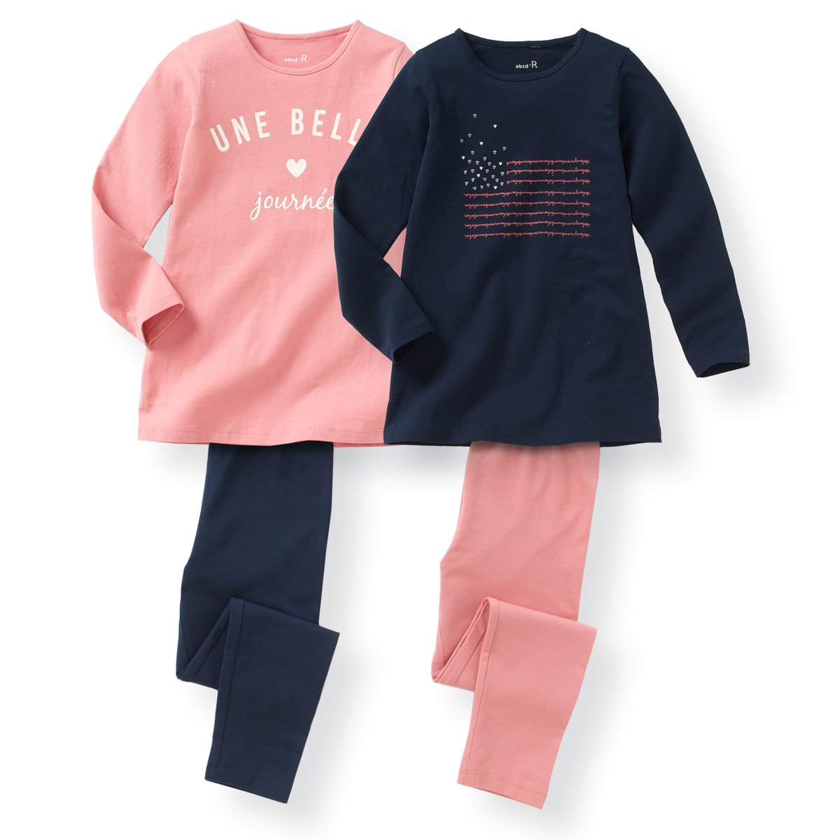 Комплект из 2 пижам, 2-12 лет Комплект из 2 пижам, 2-12 летСостав и описание : Материал джерси, 100% хлопок Марка R ?ditionУход :Машинная стирка при 30 °C с вещами схожих цветов.Стирать и гладить с изнаночной стороны.Машинная сушка в умеренном режиме.Гладить при низкой температуре<br><br>Цвет: темно-синий + розовый<br>Размер: 12 лет -150 см.10 лет - 138 см.8 лет - 126 см.6 лет - 114 см.4 года - 102 см.3 года - 94 см