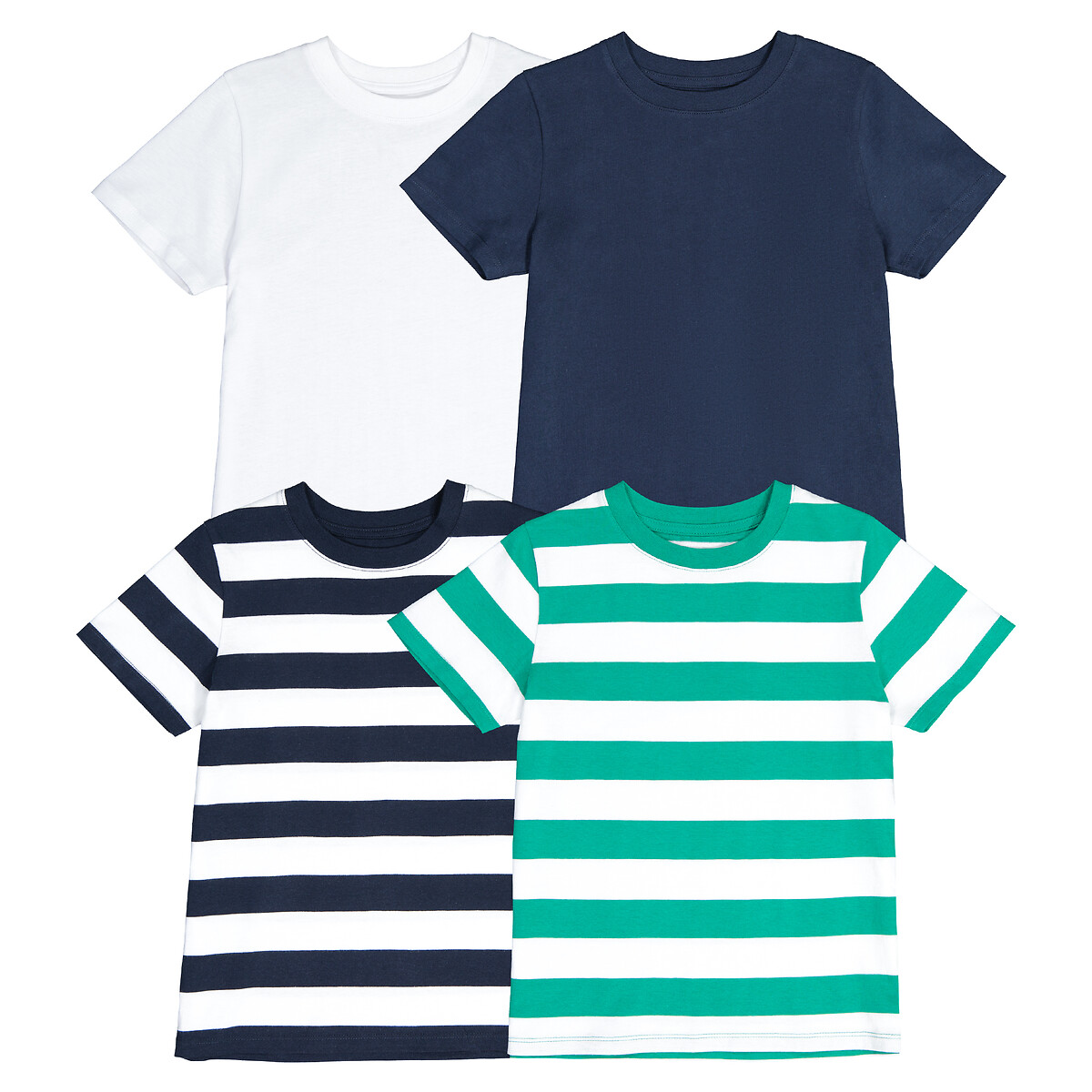 Pack of 4 T-Shirts in Cotton with Crew Neck