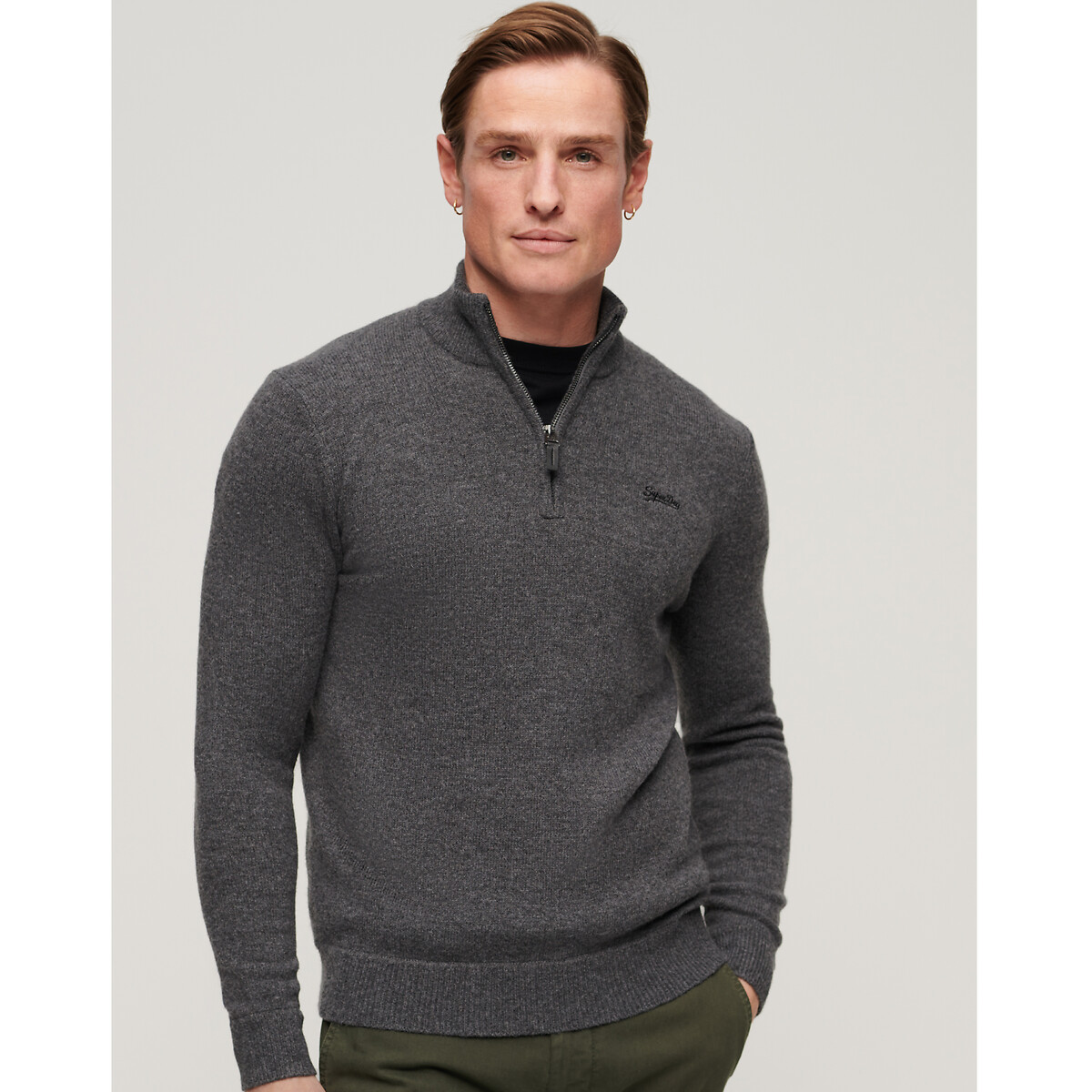 Essential Embroidered Jumper with Half Zip