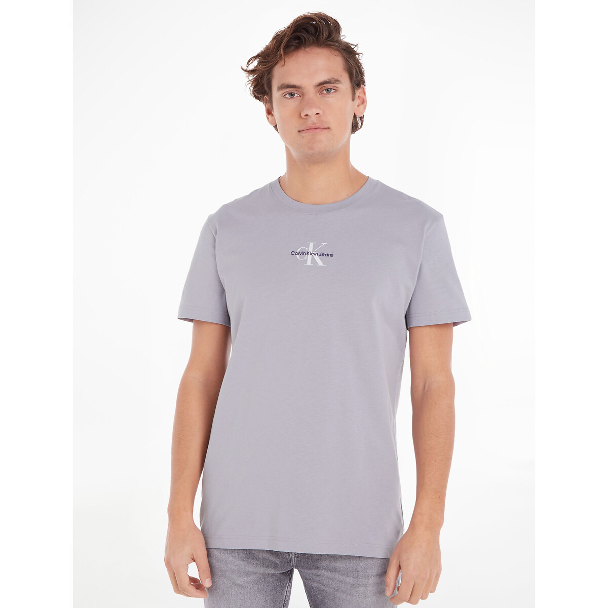 Mono Logo T-Shirt with Crew Neck and Short Sleeves