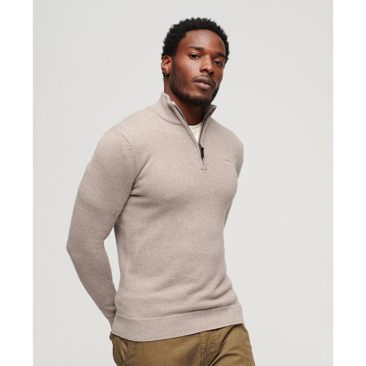 Essential Embroidered Jumper with Half Zip