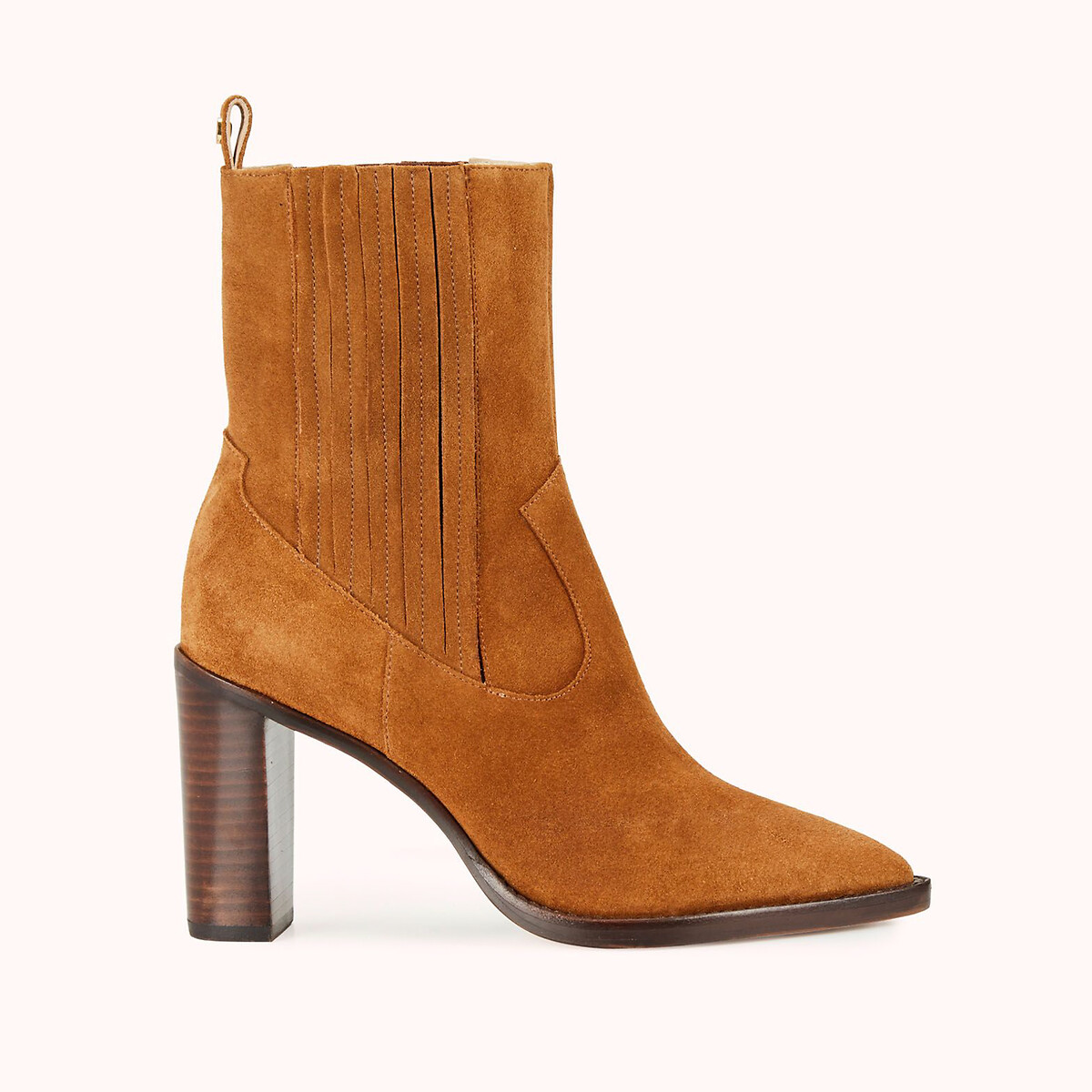 Zaeli Suede Cowboy Boots with Pointed Toe and Block Heel
