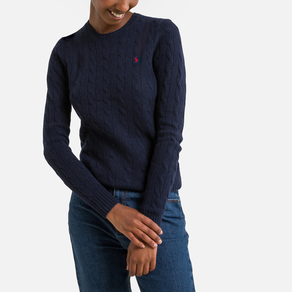 Julianna Wool/Cashmere Jumper in Cable Knit with Crew Neck