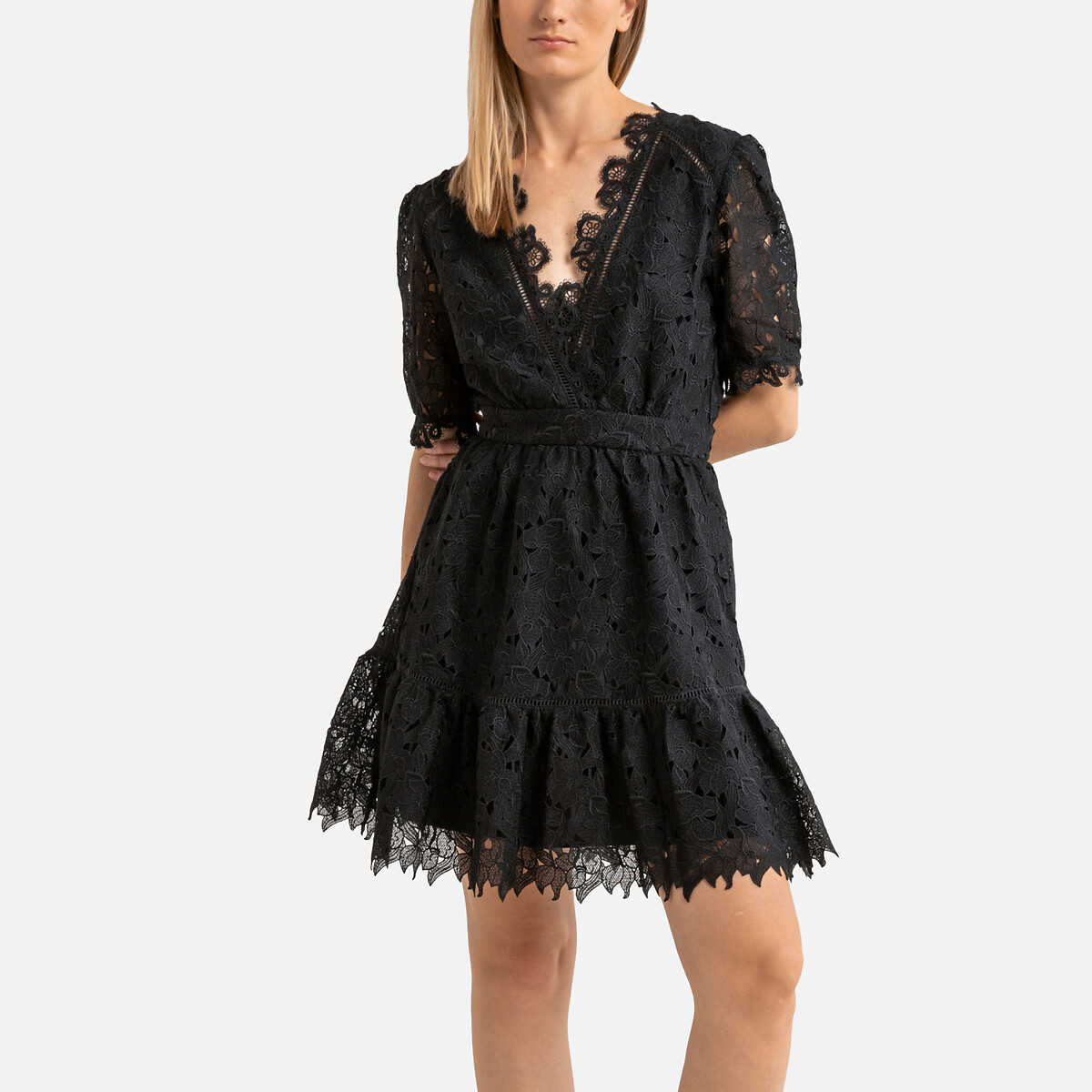 Corolle Lace Mini Dress with Ruffled Tier