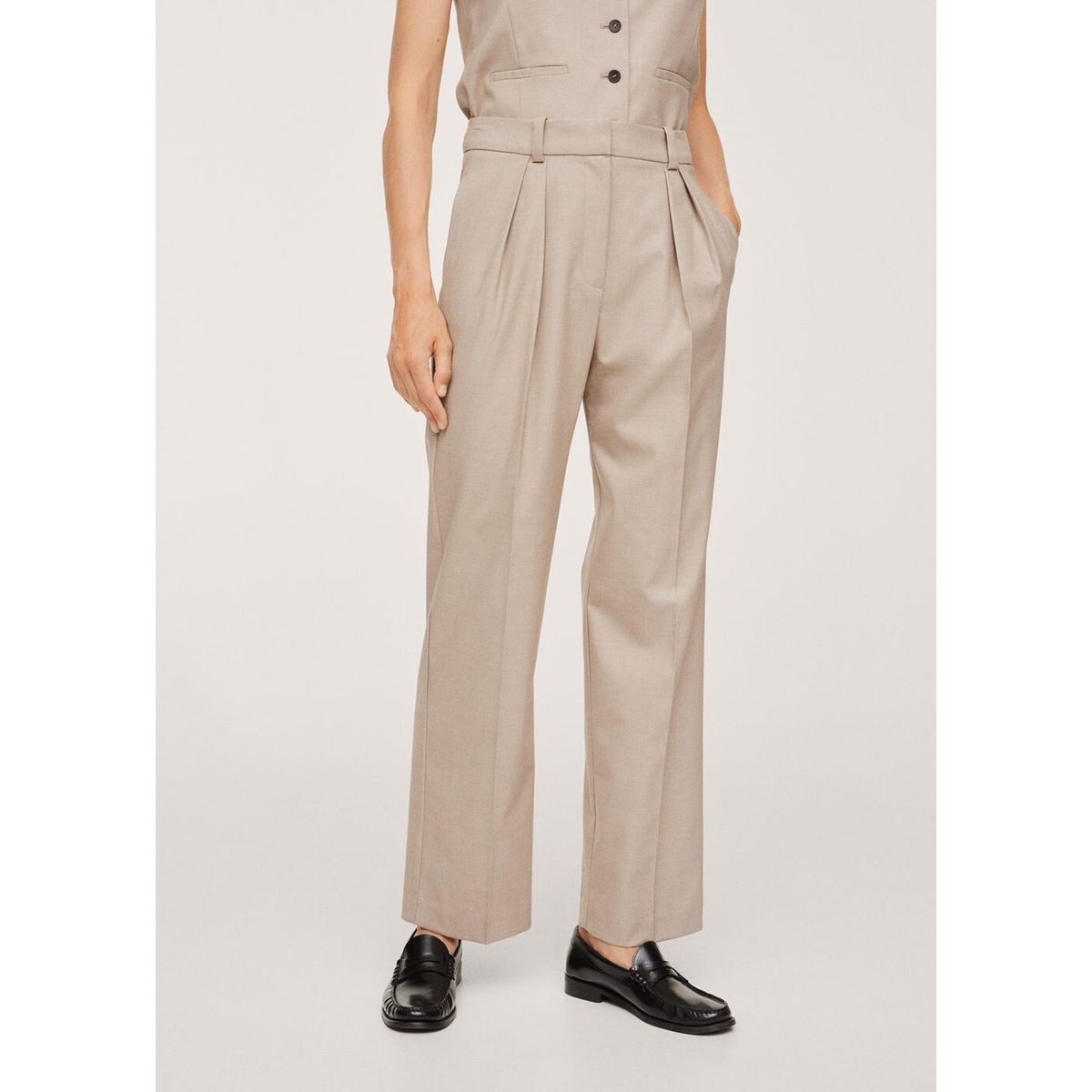 Pantalon Costume Pinces Beige Mango La Redoute