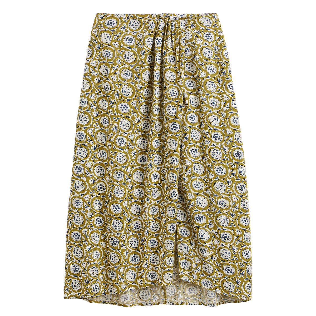 Floral Ruched Maxi Skirt in Cotton