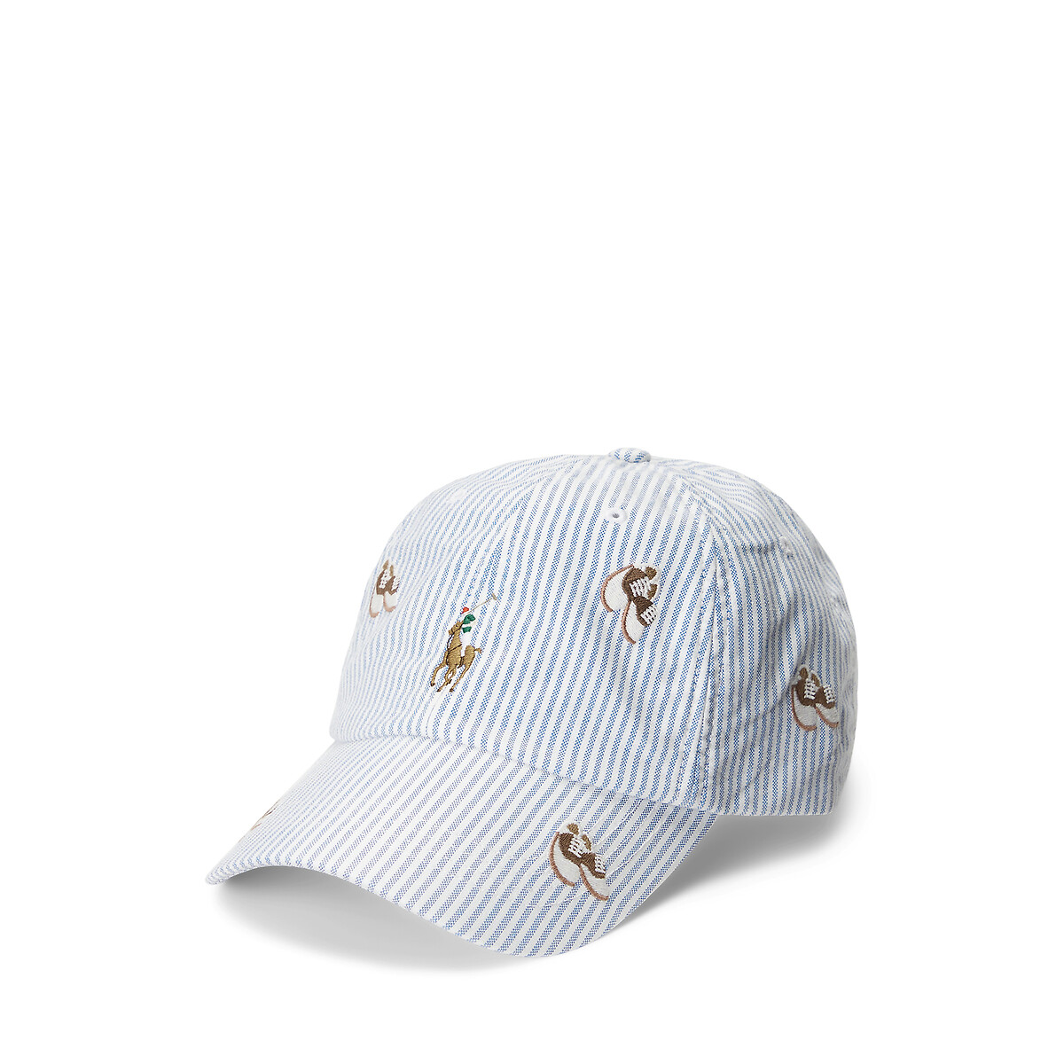 Striped Cotton Cap with Embroidered Logo