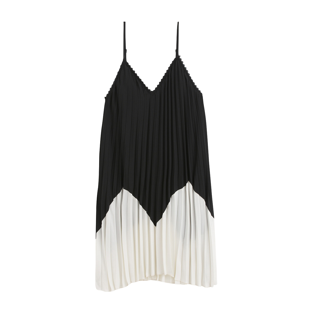Two-Tone Pleated Cami Dress