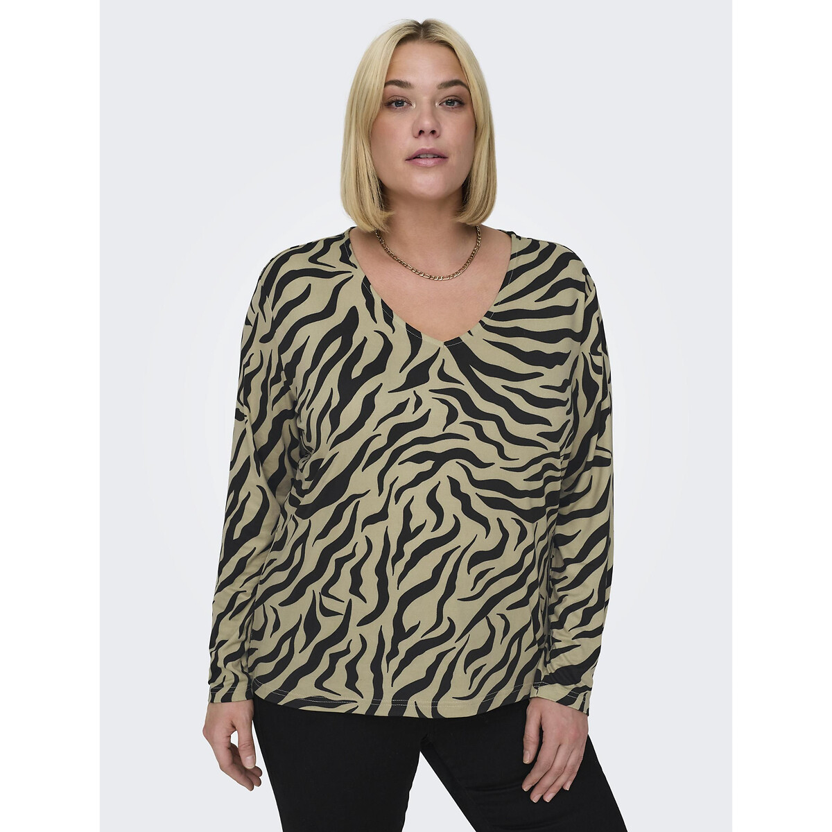 Zebra Print Blouse with Long Sleeves