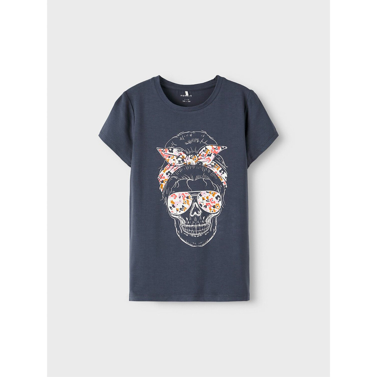 Skull Print T-Shirt with Short Sleeves