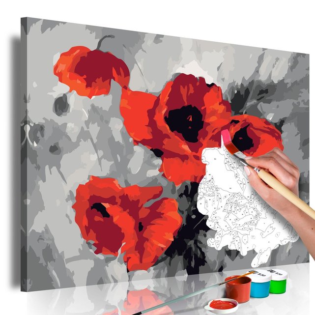 Tableau à peindre bouquet de coquelicots rouge Artgeist La Redoute