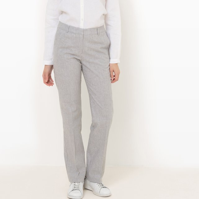 Straight Striped Linen Trousers Straight Striped Linen Trousers