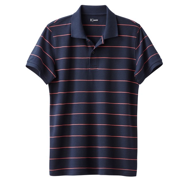 100% Cotton Striped Piqué Knit Polo Shirt at La Redoute Catalogue 100% Cotton Striped Piqué Knit Polo Shirt.
