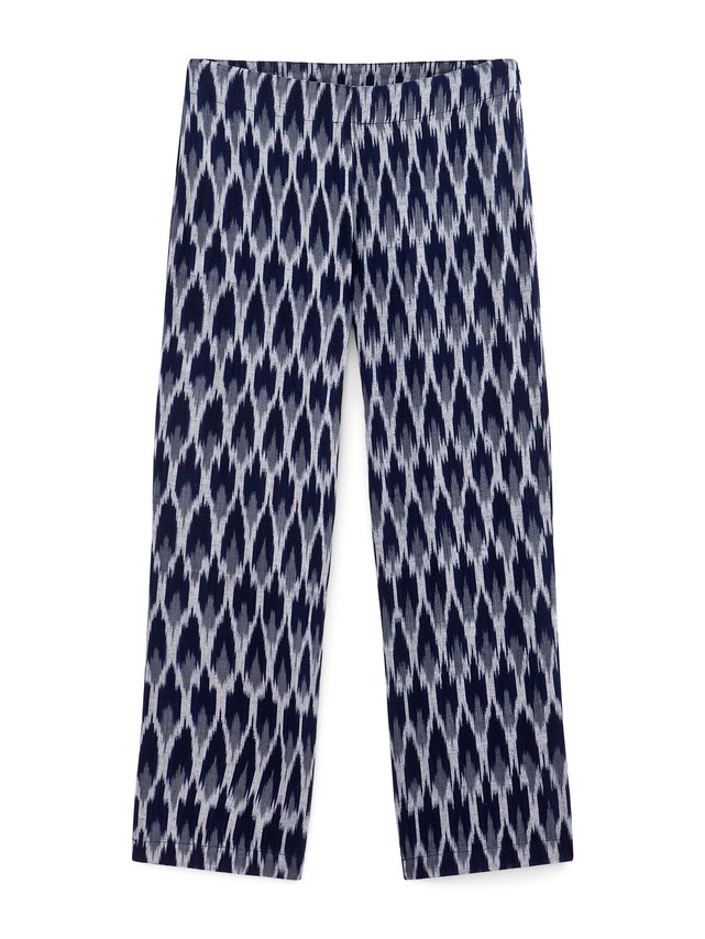 Woman's straight-leg trousers in cotton Ikat, HARU Woman's straight-leg trousers in cotton Ikat, HARU