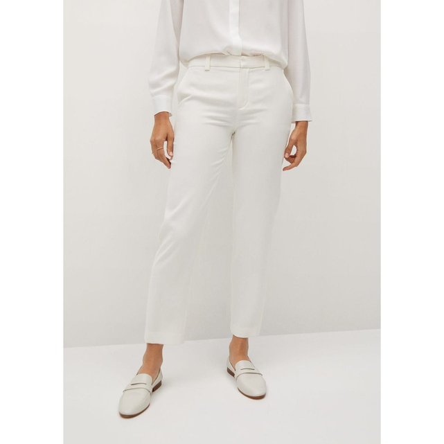 Pantalon De Costume Crop Blanc Mango La Redoute