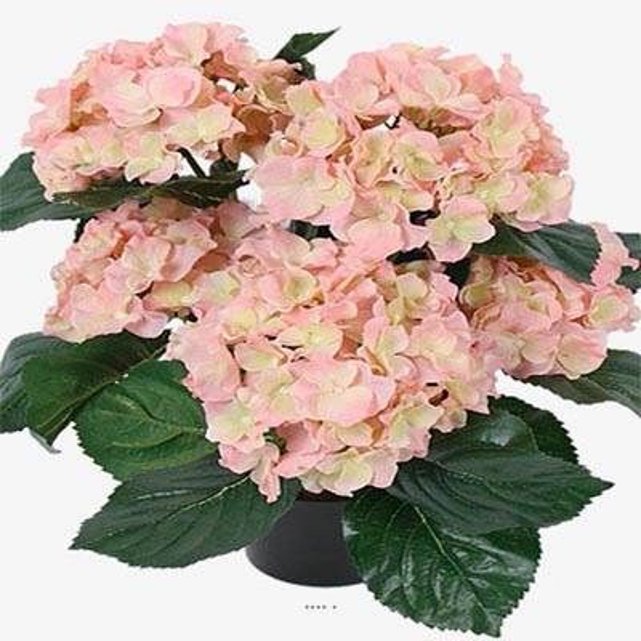 Hortensia En Pot Artificiel Leste H Cm Superbes Tetes Rose Cr Me