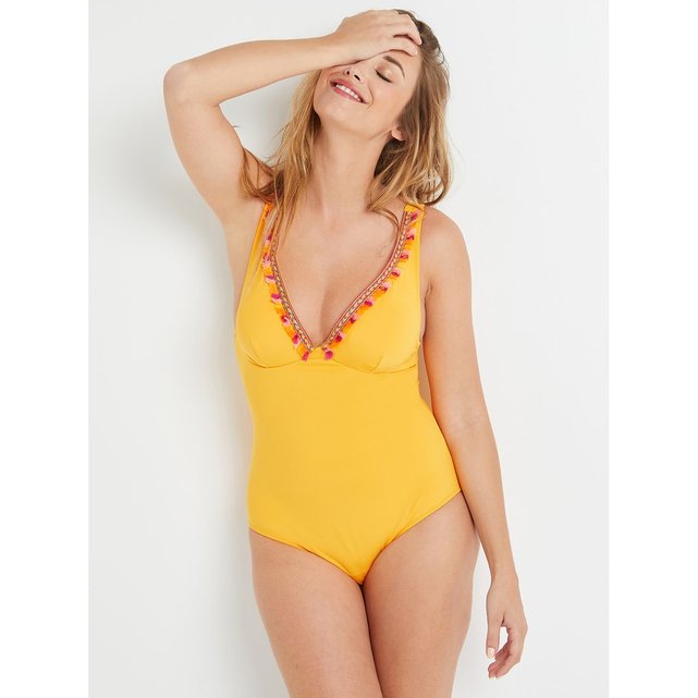 Maillot De Bain Pi Ce Gallure Jaune Rougegorge Lingerie La Redoute