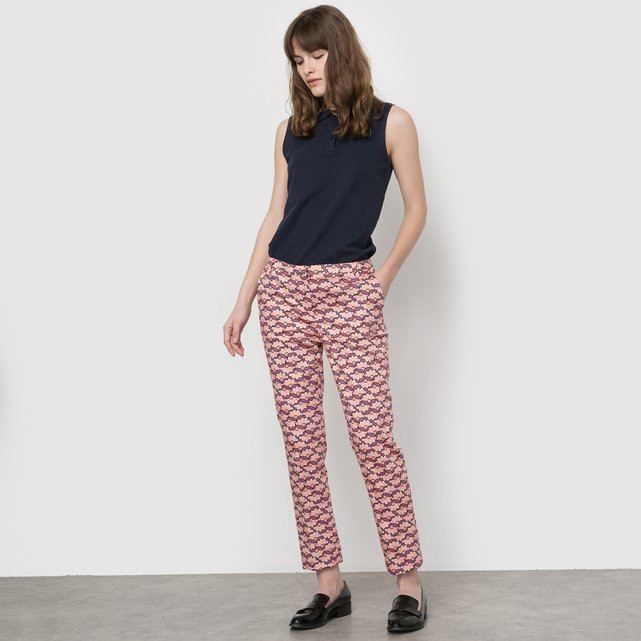 Printed Cotton Satin 7/8 Cigarette Trousers Printed Cotton Satin 7/8 Cigarette Trousers