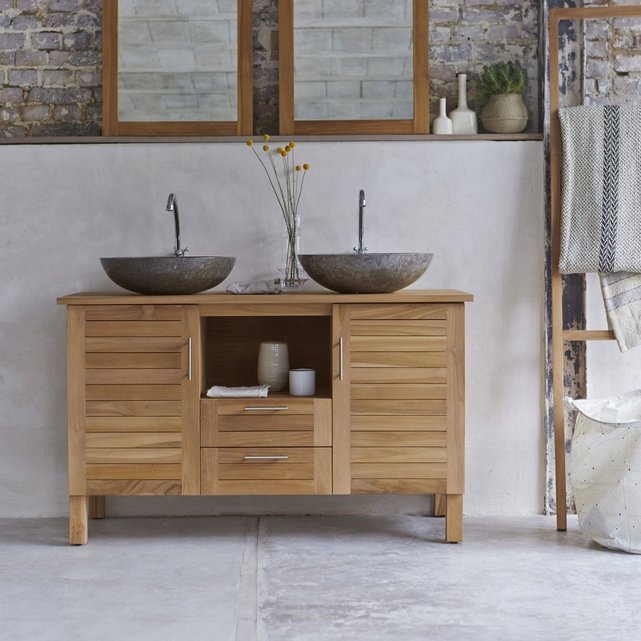 Delightful Meubles Salle De Bain #1: Meuble Salle De Bain En Bois De Teck 125 Soho TIKAMOON Delightful Meubles Salle De Bain #1: Meuble Salle De Bain En Bois De Teck 125 Soho TIKAMOON