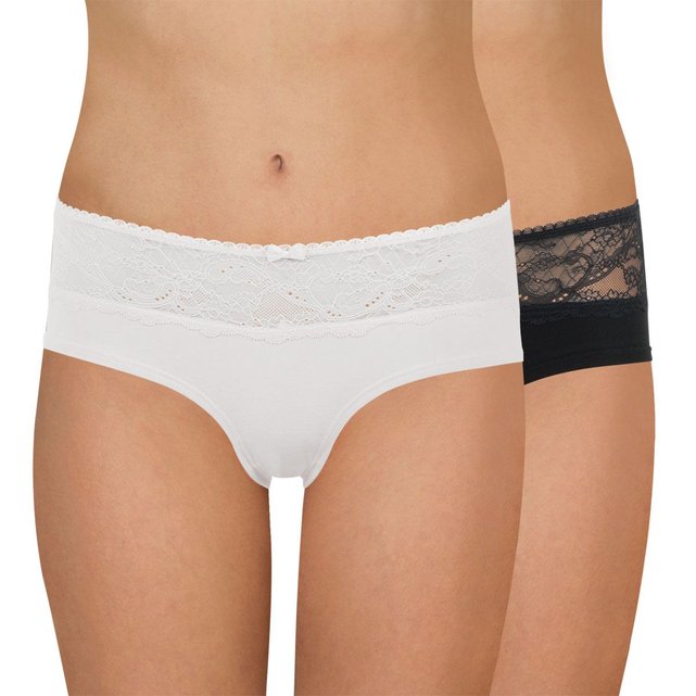 Lot De 2 Boxers Femme Coton Sublime Blanc Noir Athena La Redoute