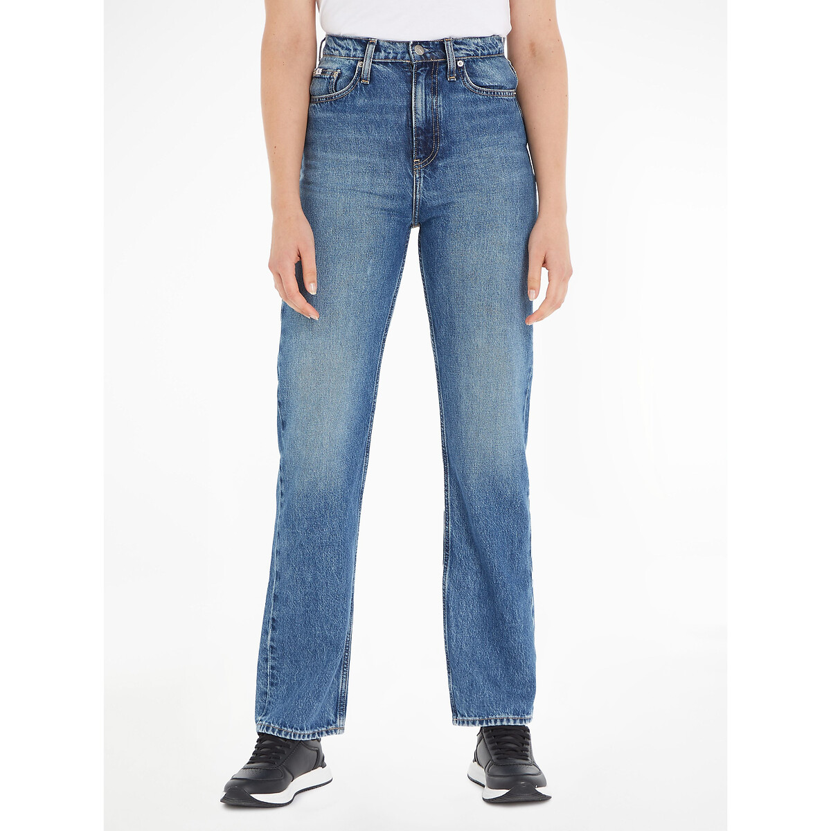 Regular Straight Jeans with High Waist
