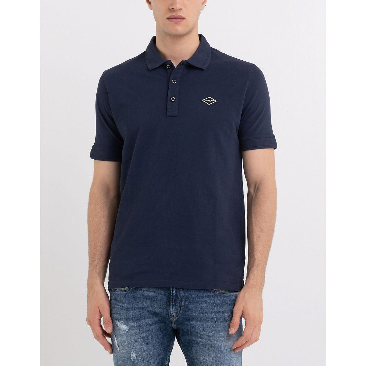 Embroidered Logo Polo Shirt in Cotton and Regular Fit with Short Sleeves