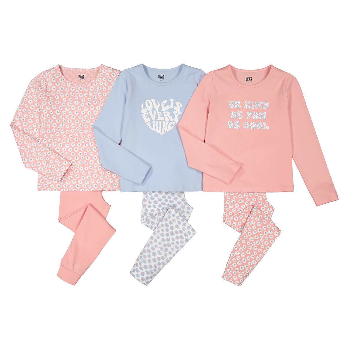 Pack of 3 Pyjamas in Leopard Print Cotton