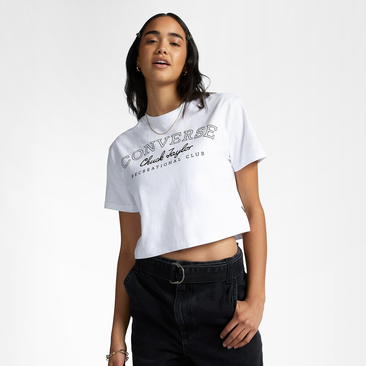 Retro Chuck Cropped T-Shirt with Logo Print in Cotton