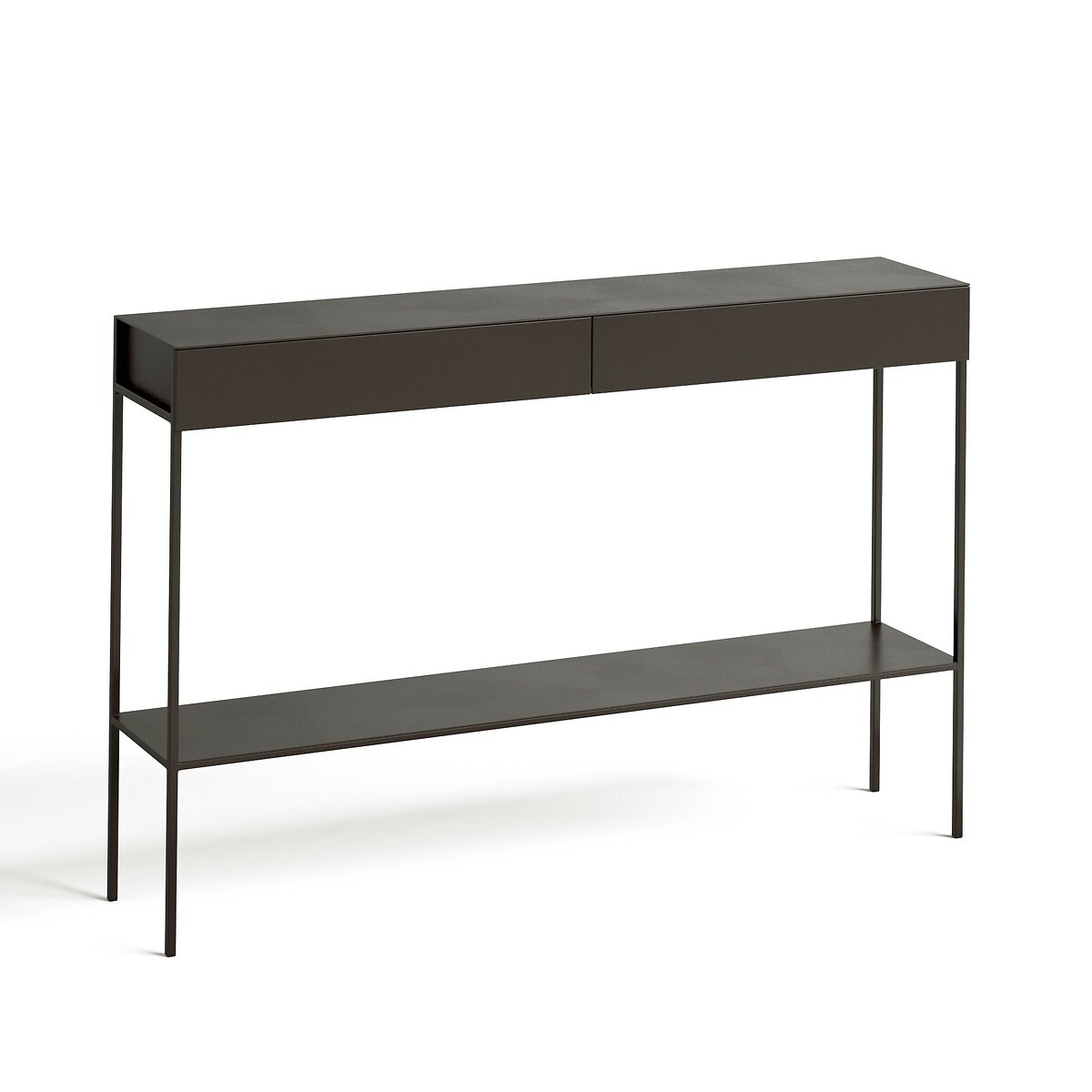 Febee Two-Tier Aged Metal Console Table