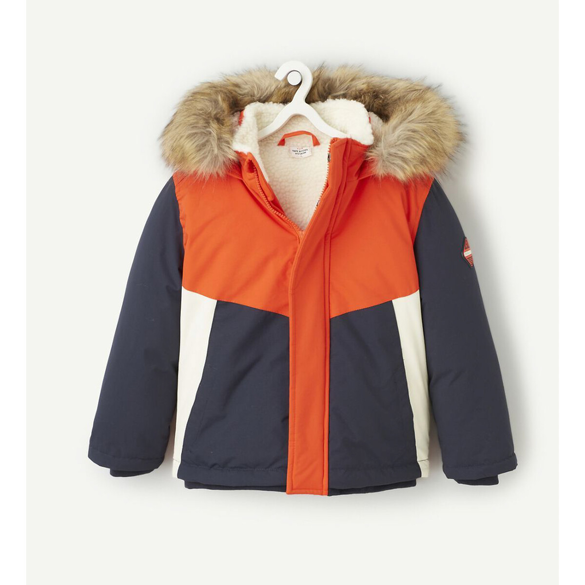 Recycled Colour Block Padded Jacket with Hood