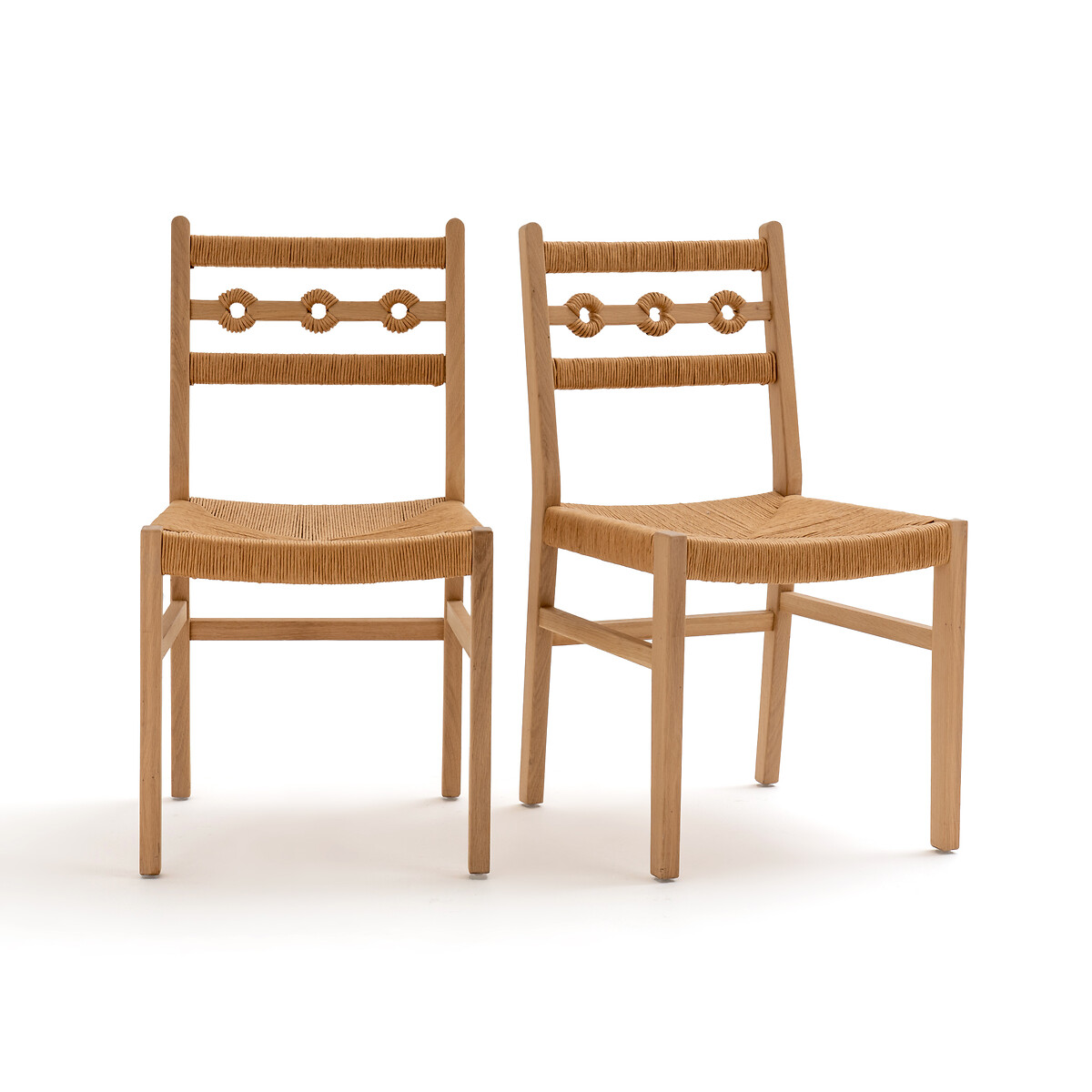 Set of 2 Menorca Oak and Braiding Chairs