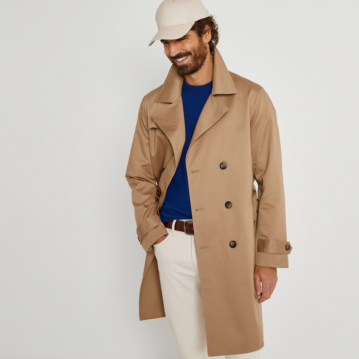 Langer trenchcoat für übergangszeit reverskragen beige La Redoute