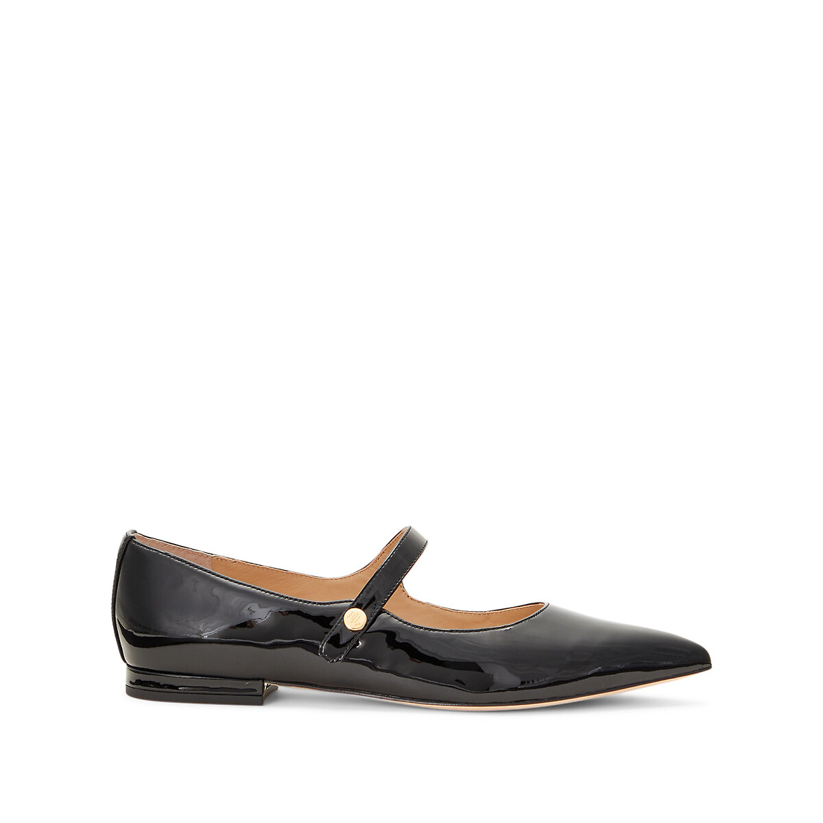 Patent Leather Mary Janes with Flat Heel and Pointed Toe