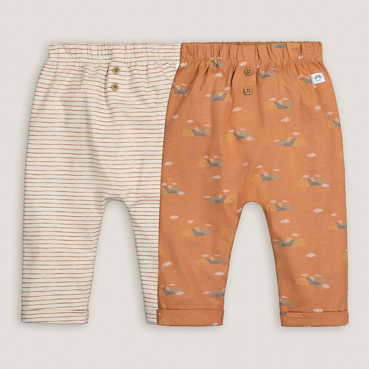 Pack of 2 Joggers in Printed Cotton