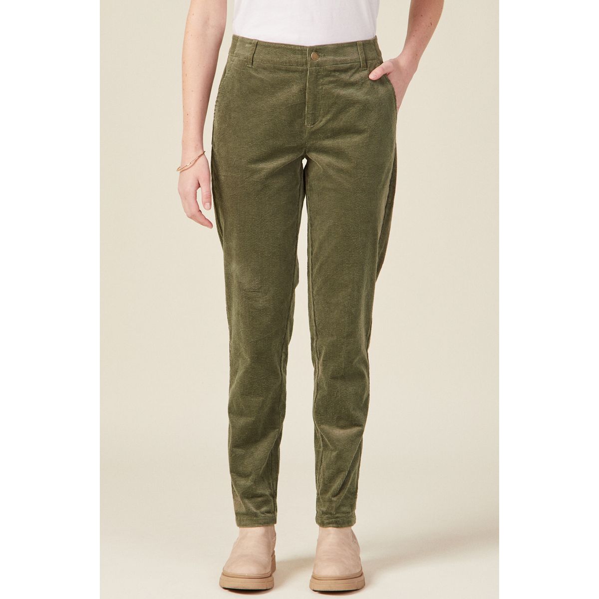 Pantalon Chino Velours C Tel Vert Kaki Bonobo La Redoute